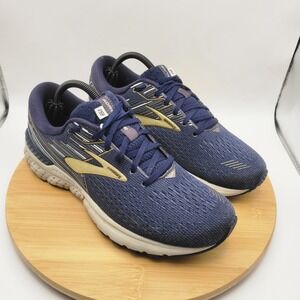 Brooks Adrenaline GTS 19 Mens 9.5 Running Shoes Navy Blue Gold 1102941D439